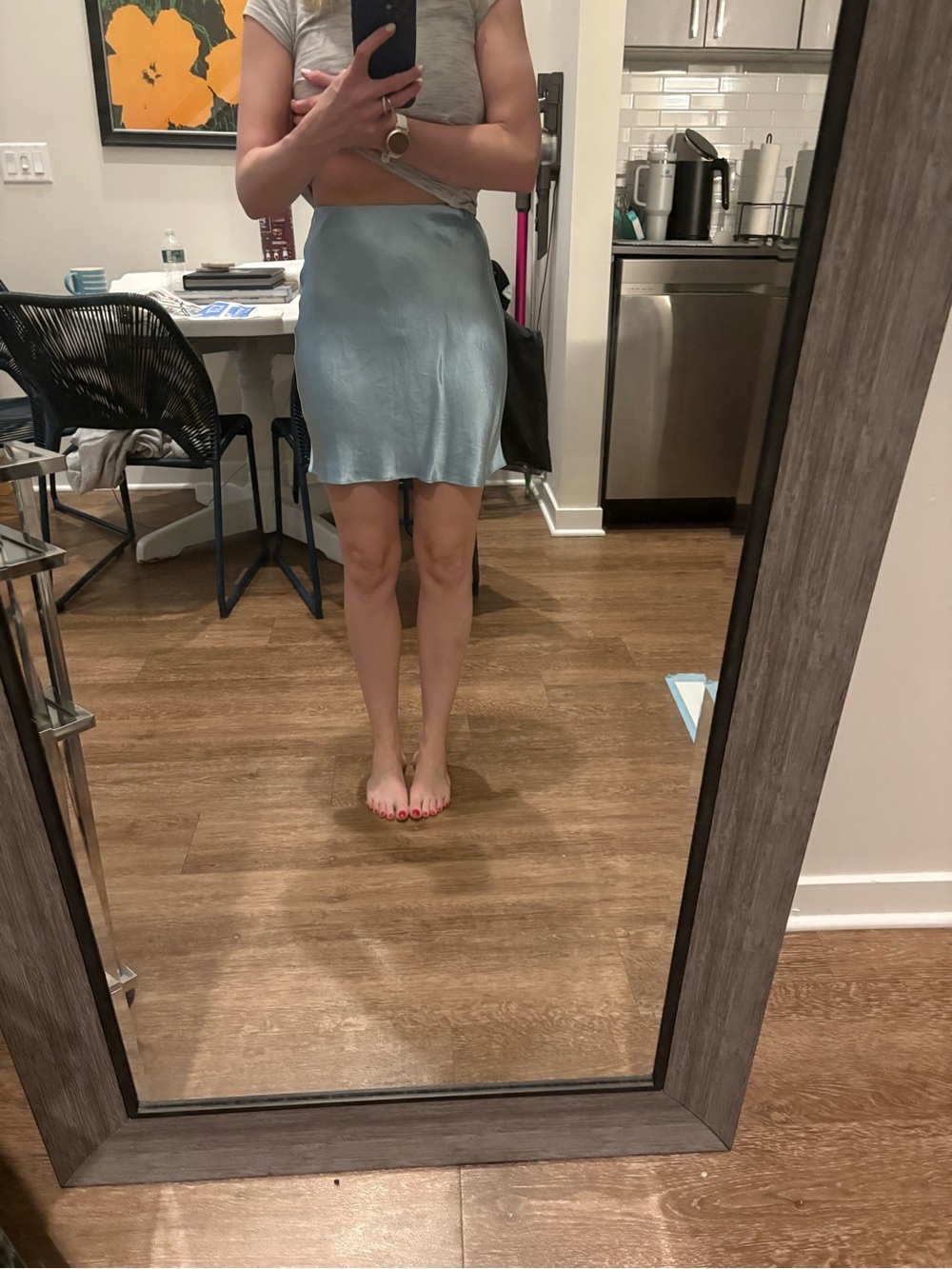Babaton Satin Mini Skirt in Pale Blue